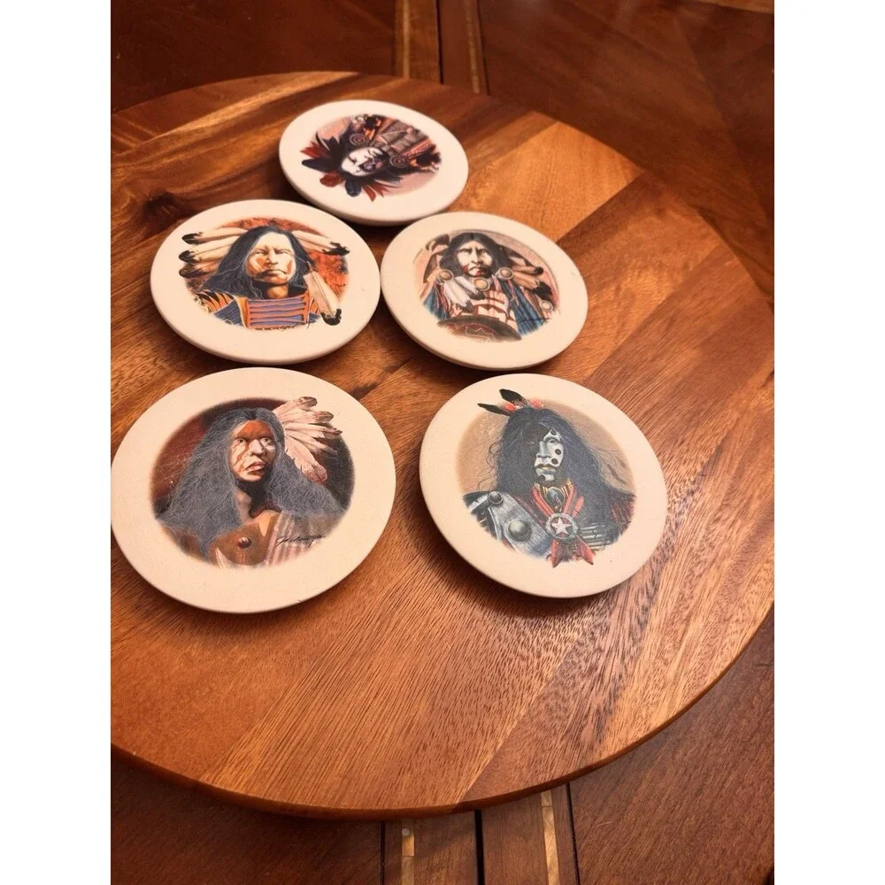 UNBRANDED  NATIVE AMERICANS Stopper Coaster Set Of  FIVE